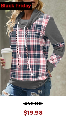 Pink Tartan Print Long Sleeve Cowl Neck Sweatshirt