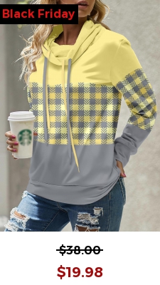 Light Yellow Patchwork Plaid Long Sleeve Sweatshirt