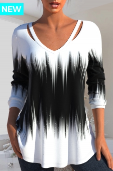 Black Cut Out Ombre Long Sleeve T Shirt