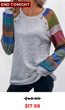 Light Grey Marl Button Striped T Shirt
