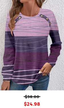 Dark Reddish Purple Patchwork Long Sleeve Round Neck Sweatshirt