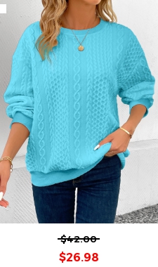 Light Blue Patchwork Long Sleeve Round Neck Sweatshirt