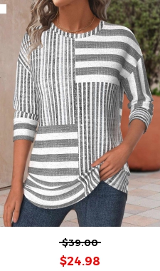 Light Grey Marl Striped Long Sleeve T Shirt