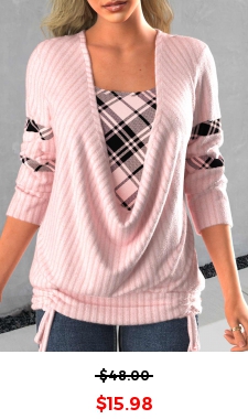Light Pink Faux Two Piece Tie Side Sweatshirt