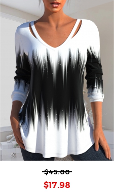Plus Size Black Cut Out Ombre Long Sleeve T Shirt