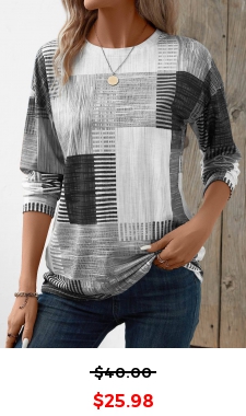 Black Friday Grey Patchwork Geometric Print T Shirt