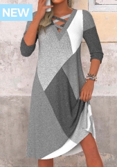 Dark Grey Marl Criss Cross A Line Dress