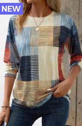 Black Friday Raw White Patchwork Geometric Print T Shirt