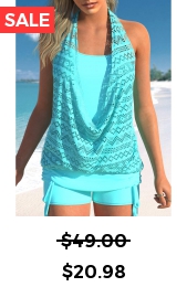 Lace Mint Green Hollow Tankini Top