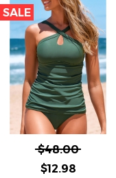 Plus Size Ruched Green Tankini Top