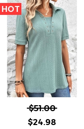 Mint Green Eyelet Short Sleeve Shirt Collar Blouse