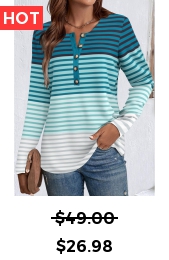 Green Patchwork Striped Long Sleeve Split Neck T Shirt