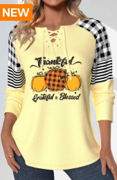 Halloween Light Yellow Split Long Sleeve T Shirt