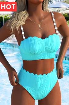 Bandeau Detail Light Blue Bikini Set