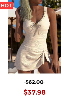 Jacquard Beige Bowknot One Piece Swimdress