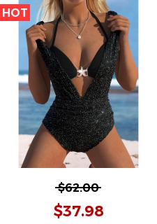 Tie Patchwork Black One Piece Swimwear and Bra