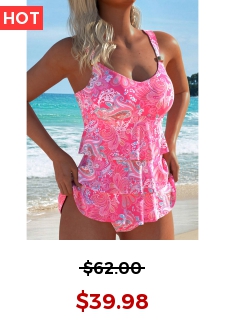 Patchwork Tribal Print Pink Tankini Set