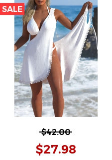 Lace V Neck White Cover Up