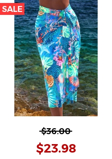 Bowknot Marine Life Print Cyan Cover Up