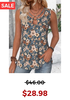 Multi Color Circular Ring Floral Print Sleeveless Tank Top