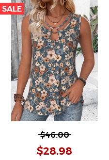 Multi Color Circular Ring Floral Print Sleeveless Tank Top