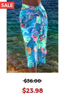 Bowknot Marine Life Print Cyan Cover Up