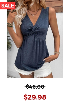 Navy Sleeveless V Neck Tank Top