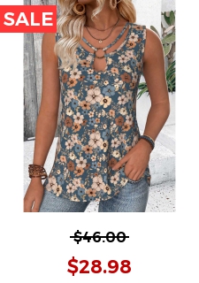 Multi Color Circular Ring Floral Print Sleeveless Tank Top