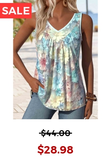 Light Blue Patchwork Floral Print Sleeveless Tank Top