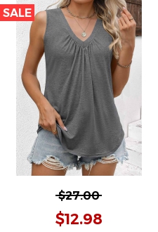 Grey Sleeveless V Neck Tank Top