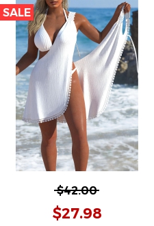Lace V Neck White Cover Up