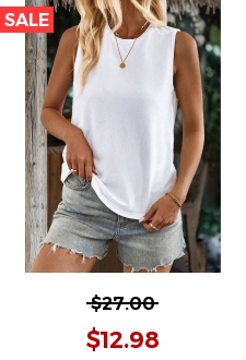 White Breathable Sleeveless Round Neck Tank Top