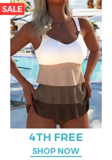 Patchwork V Neck Cyan Tankini Set