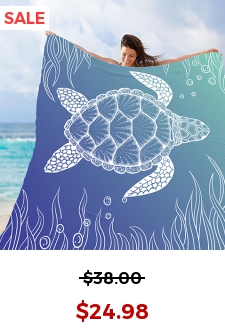 Polyester Dusty Blue Animal Print Beach Blanket