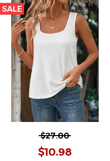 White Sleeveless Square Neck Tank Top
