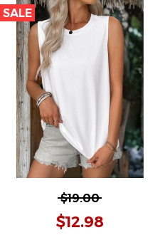 White Breathable Sleeveless Round Neck Tank Top