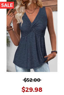 Navy Sleeveless V Neck Tank Top