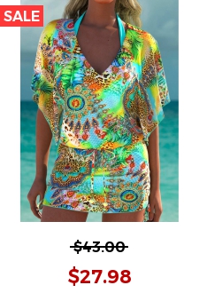 Tropical Plants Print Green Cover Up