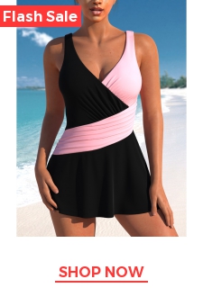 Patchwork Criss Cross Black One Piece Swimdress
