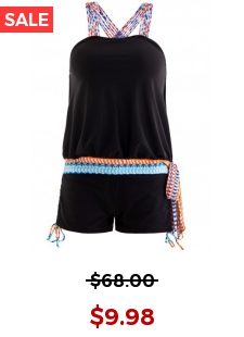 Tribal Print Black Tie Side Tankini Set