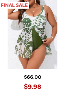 Plus Size Patchwork Green One Piece Swimdress