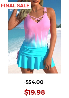 Criss Cross Ombre Multi Color Tankini Top