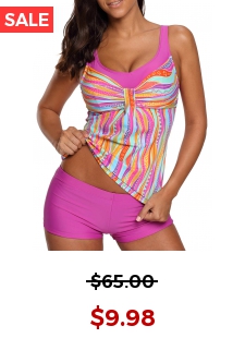 Scoop Neck Striped Swimwear Top and Shorts