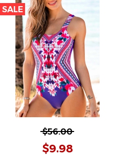 Open Back Printed Wide Strap One Piece Swimwear