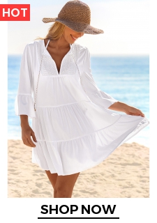 White Color V Neck Cover Up