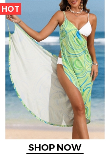 Geometric Print Light Green Cover Up