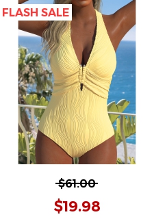 Cut Out Patchwork Yellow One Piece Swimwear