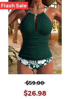 Criss Cross Mid Waisted Floral Print Tankini Set