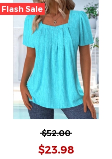 Cyan Short Sleeve Square Neck T Shirt