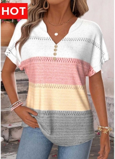 Multi Color Tummy Coverage Geometric Print T Shirt